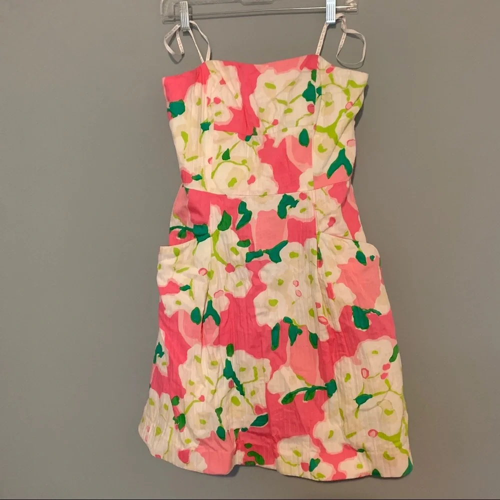 Lilly Pulitzer strapless pink floral dress - Picture 1 of 10